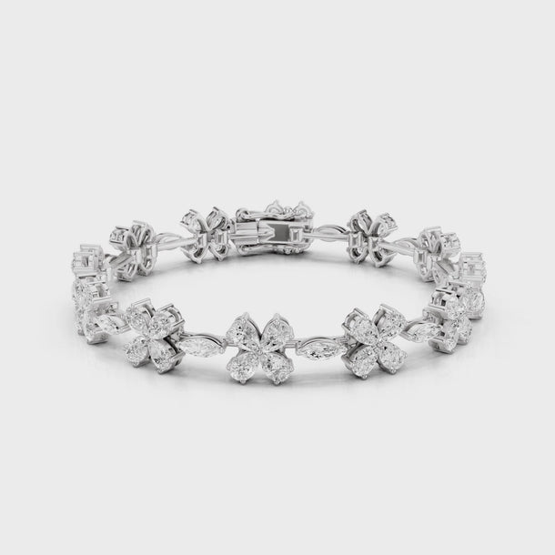 Pear-and-Marquise_Shaped_Flower_Diamonds_Bracelet_Office_Minimal_Wear_Jewellery_White_Gold