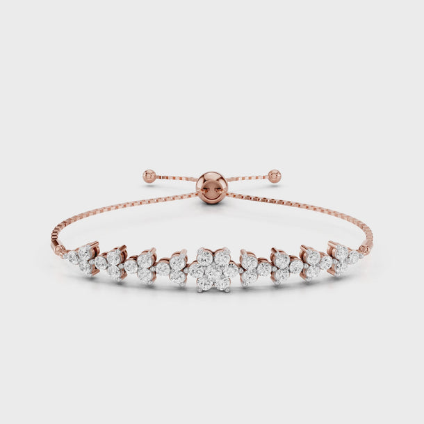 Flower_Diamond_Minimal_Design_Jewellery_Bolo_Bracelet_Adjustable_Office_Wear_Statement_Everyday_Rose_Gold