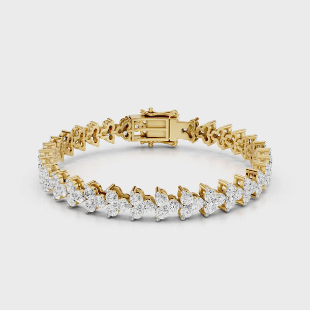 Diamond_Three_Stone_Flower_Minimal_Office_Jewellery_Tennis_Bracelet_Yellow_Gold